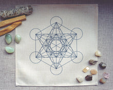 Load image into Gallery viewer, Metatron&#39;s Cube Grid Linen Cloth
