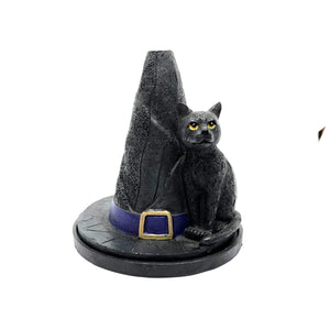 Witch Hat with Cat Incense Cone Burner