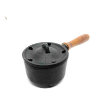 Load image into Gallery viewer, Cast Iron Cauldron with Wooden Handle 木柄鑄鐵鍋樹脂香爐
