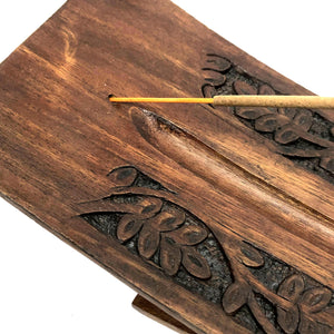 Double Carved Wood Incense Holder